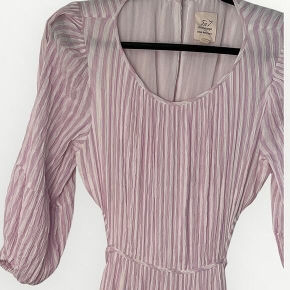 Cinq A Sept Lyle Midi Dress Cutout Striped Smocked Pale Iris Purple Size 8 Glam - Picture 3 of 16